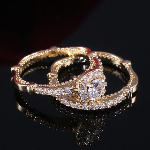 Jewelry - Dainty Square Full Gems Zircon Gold Luxury Ring for Women, INDN8237